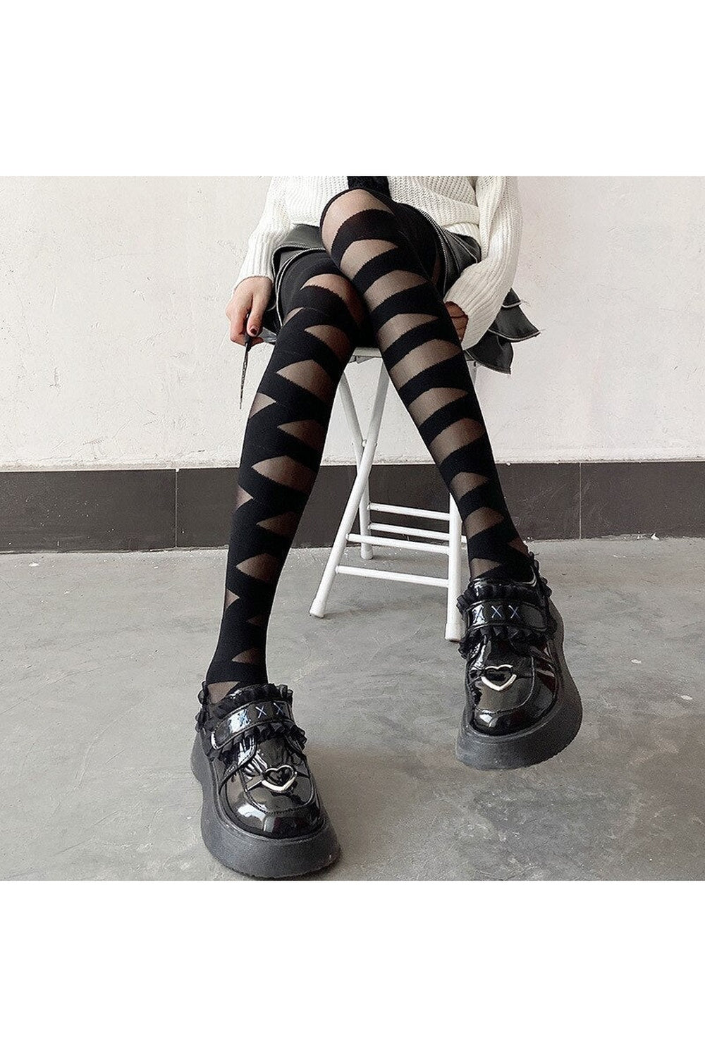 Y2k Kawaii Goth Zebra Pattern Tights