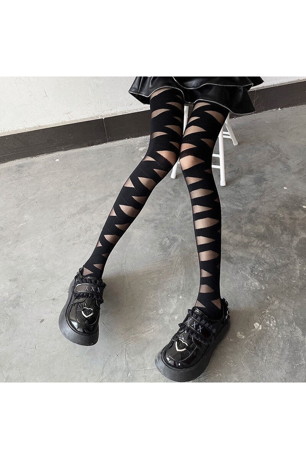 Y2k Kawaii Goth Zebra Pattern Tights