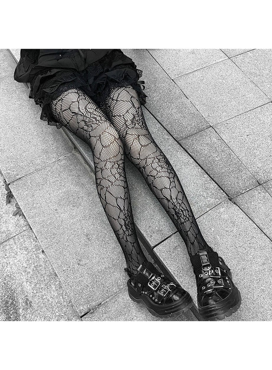 Y2k Kawaii Gothic Nylon Tights Fishnet