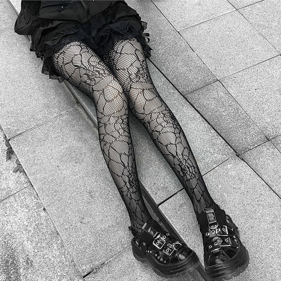 Y2k Kawaii Gothic Nylon Tights Fishnet