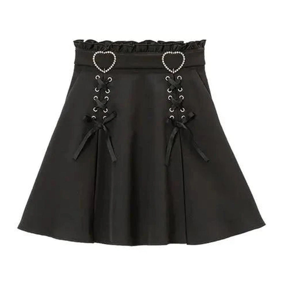 Y2k Kawaii Lace-Up Ruched Skirt