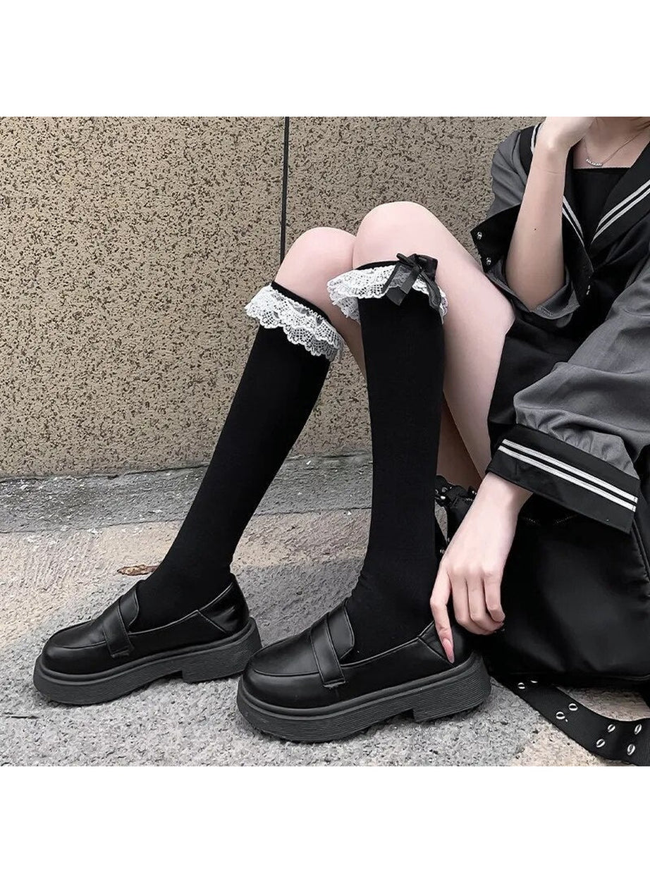 Y2k Kawaii Layered Bow Stockings