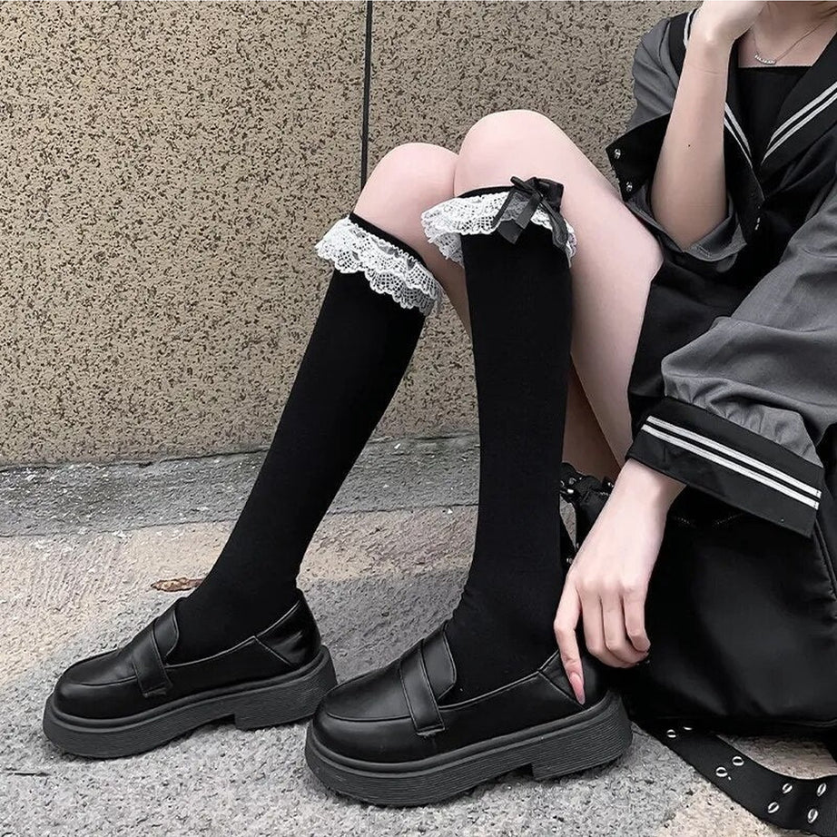 Y2k Kawaii Layered Bow Stockings