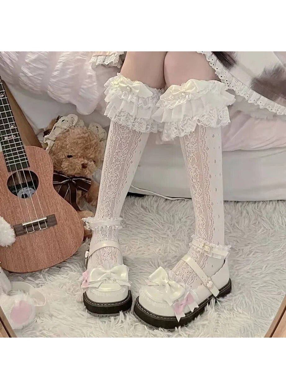 Y2k Kawaii Layered Bow Stockings