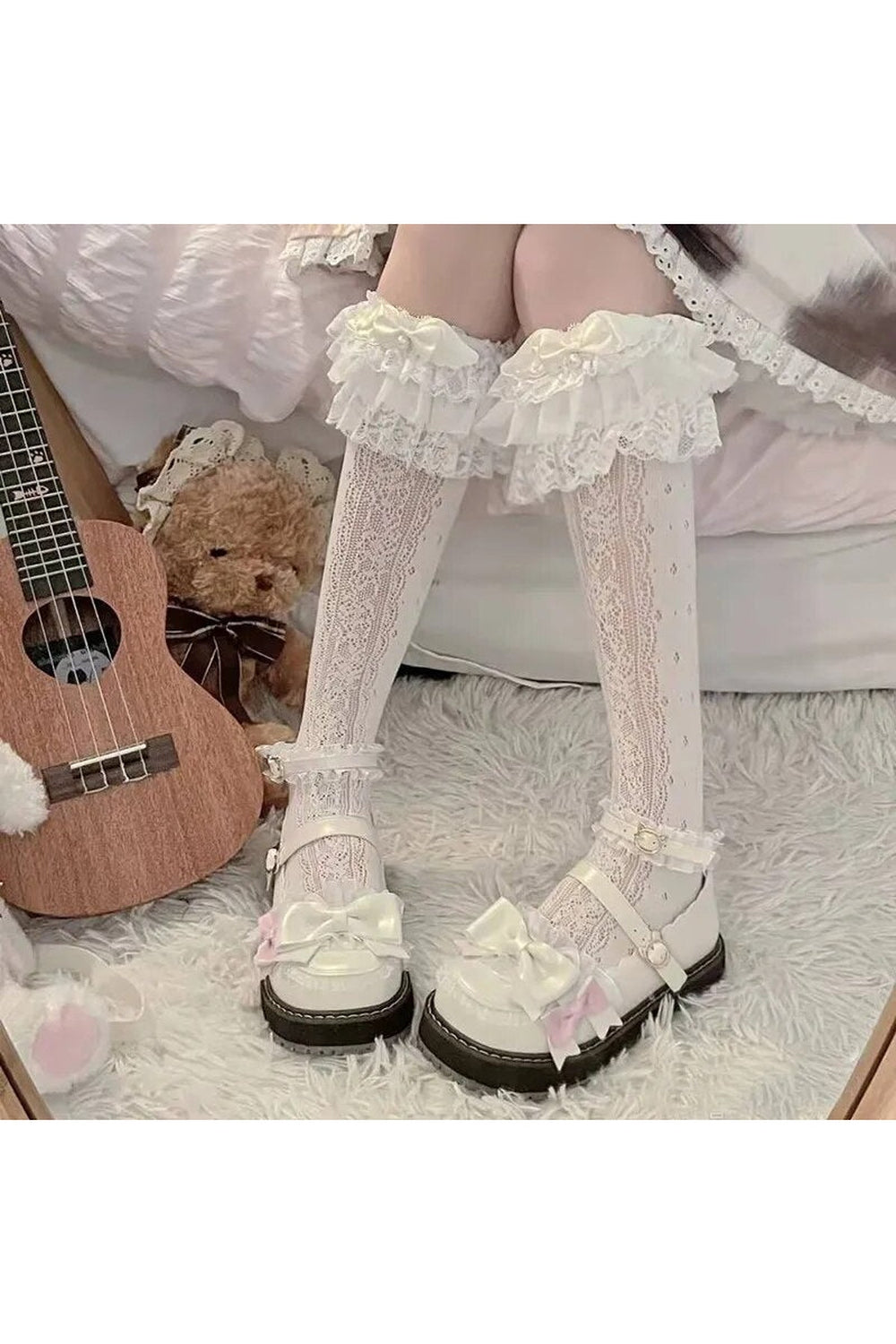 Y2k Kawaii Layered Bow Stockings