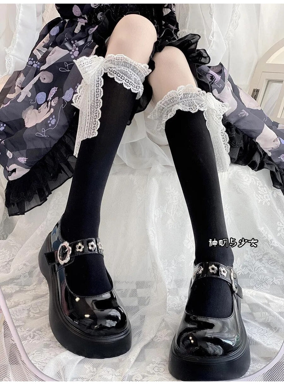 Y2k Kawaii Layered Bow Stockings