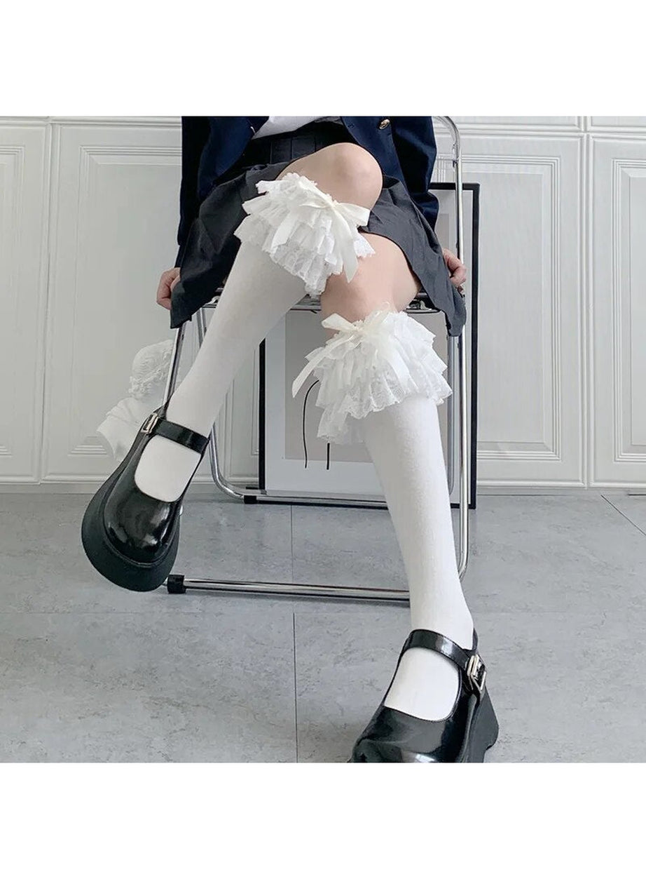 Y2k Kawaii Layered Bow Stockings