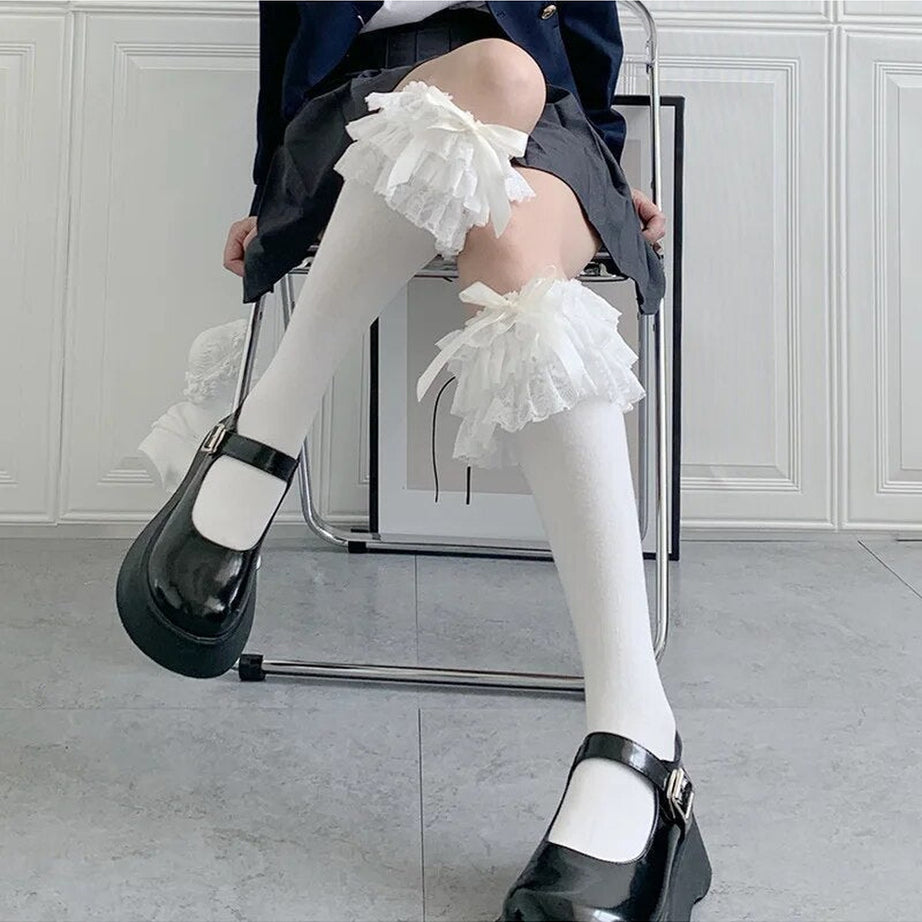 Y2k Kawaii Layered Bow Stockings