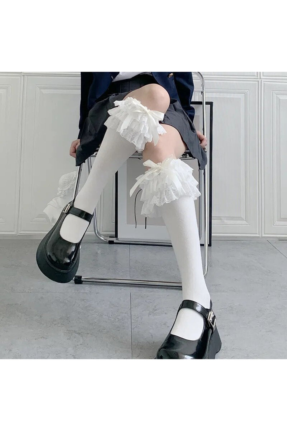 Y2k Kawaii Layered Bow Stockings