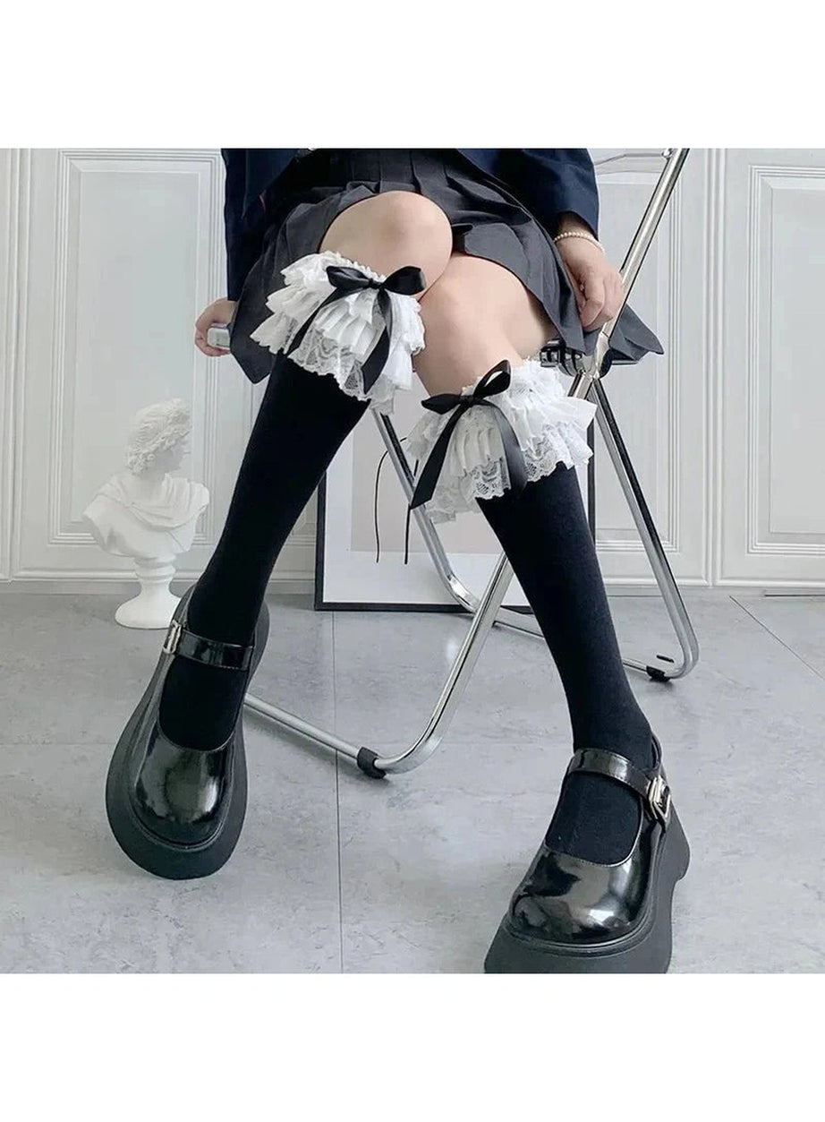 Y2k Kawaii Layered Bow Stockings
