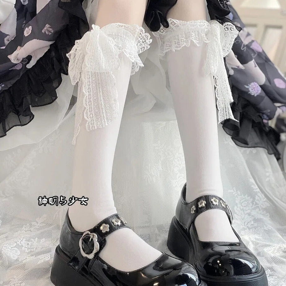 Y2k Kawaii Layered Bow Stockings