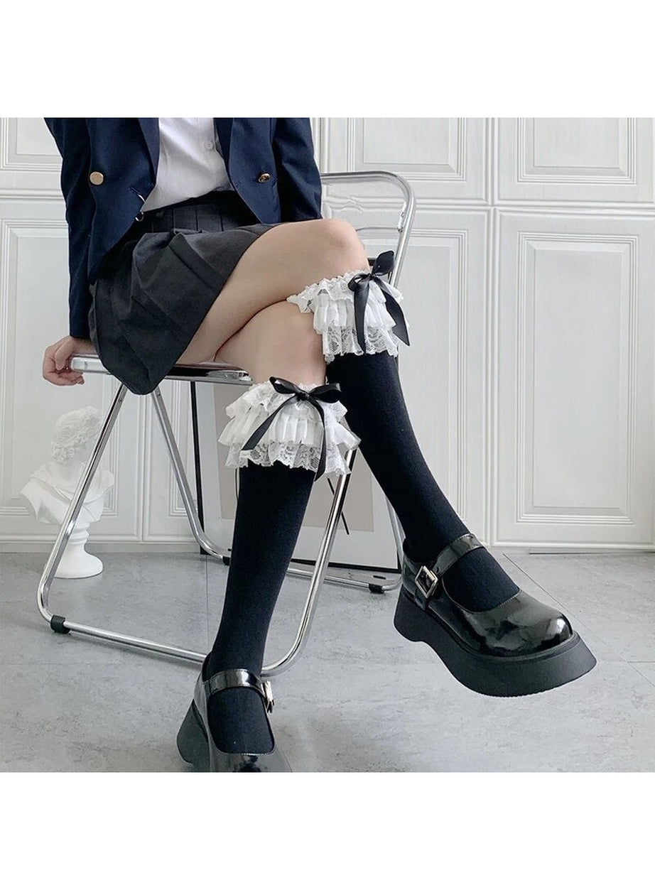 Y2k Kawaii Layered Bow Stockings
