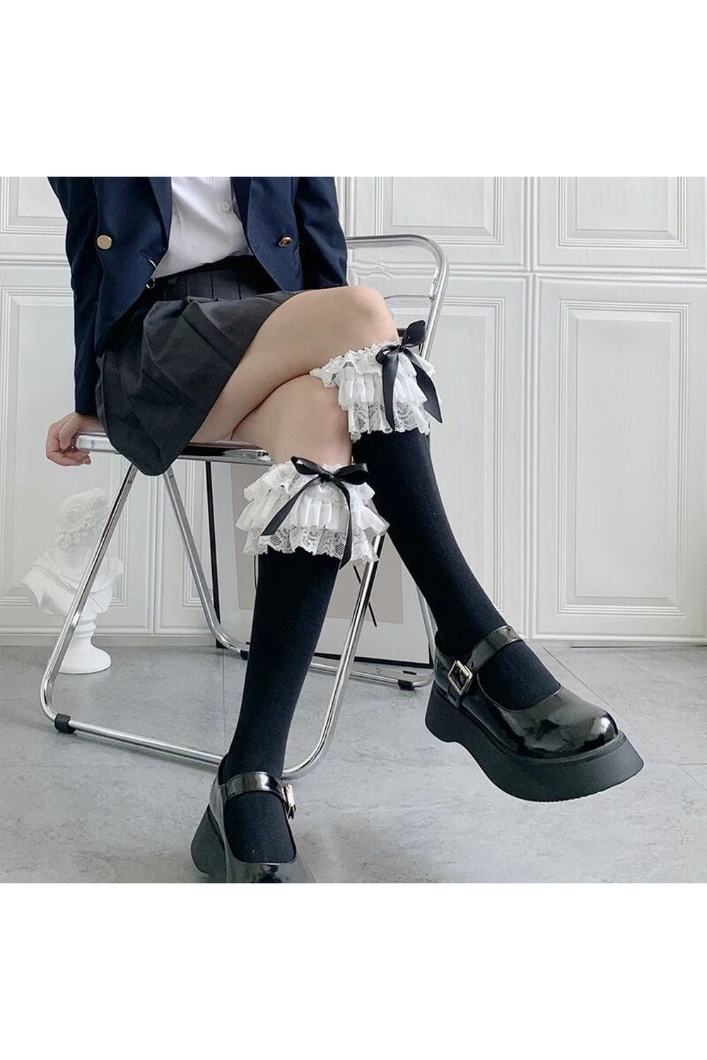 Y2k Kawaii Layered Bow Stockings