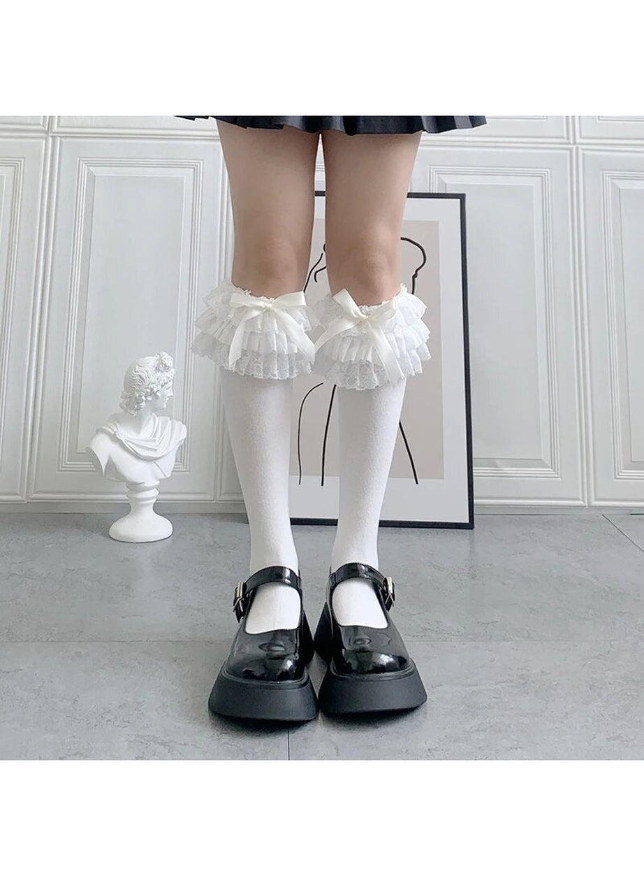 Y2k Kawaii Layered Bow Stockings