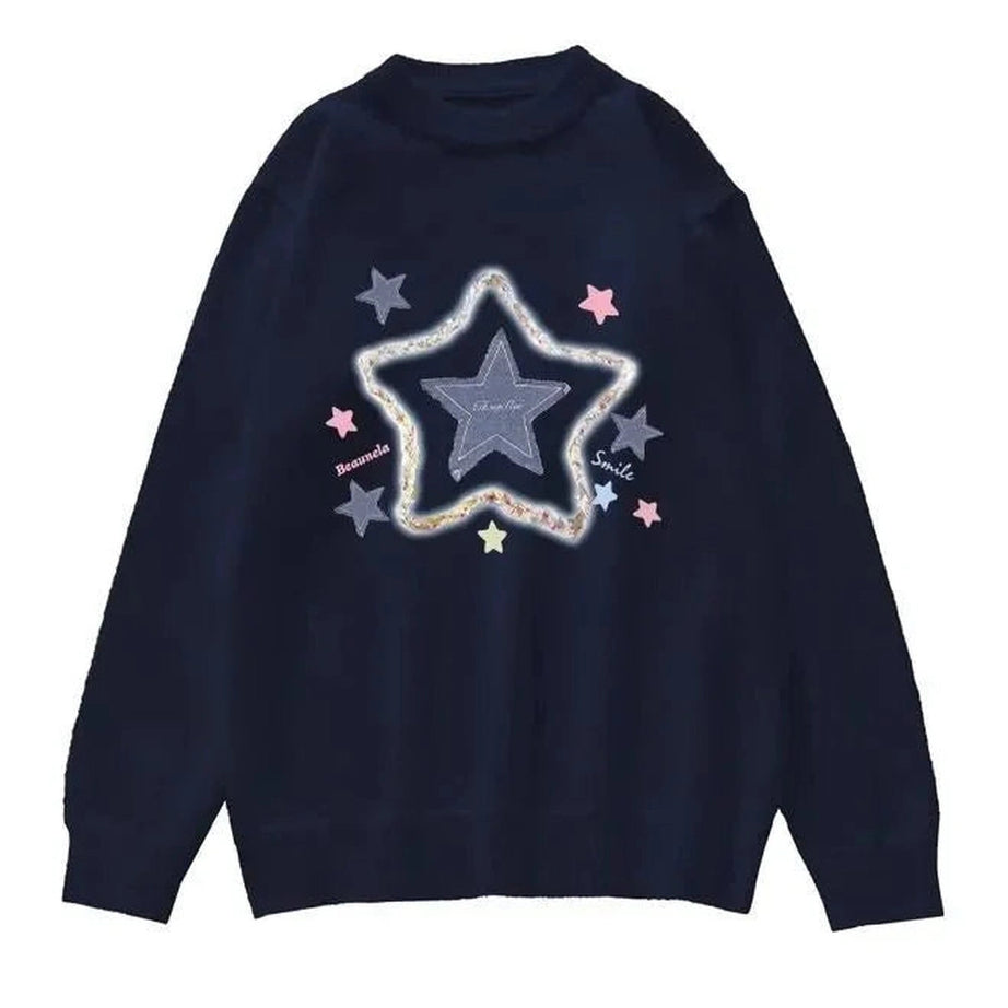 Y2k Kawaii Oversized Knit Sweatshirt