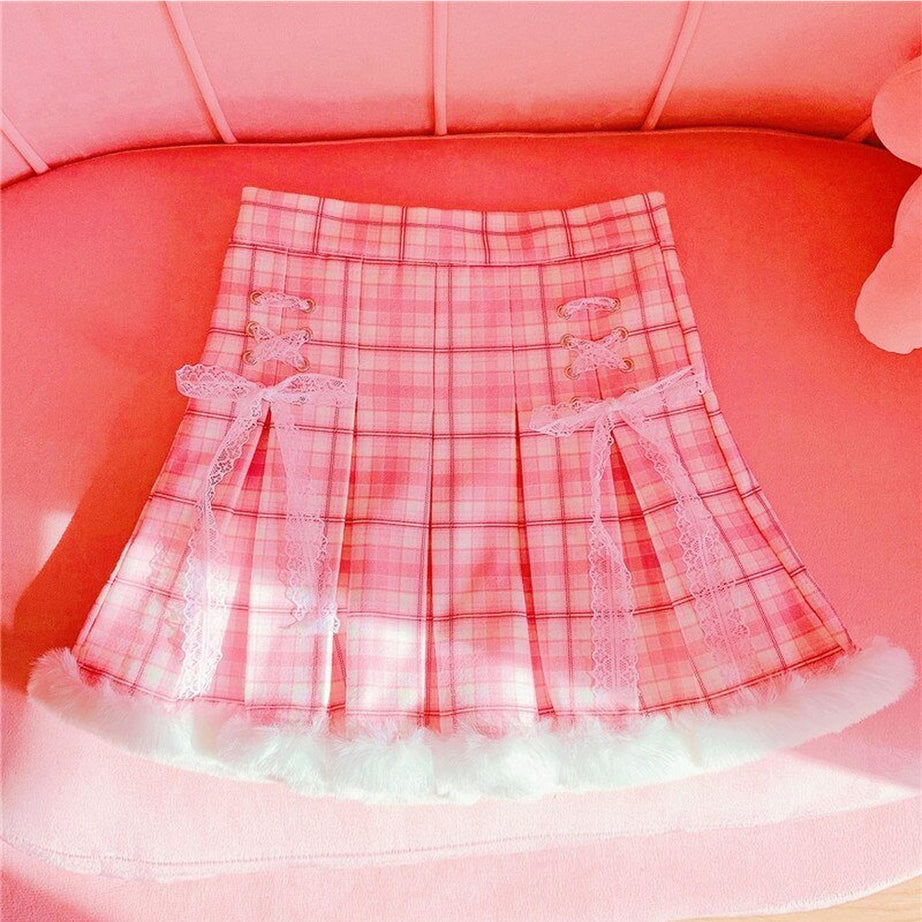 Y2k Kawaii Plaid Mini Skirt