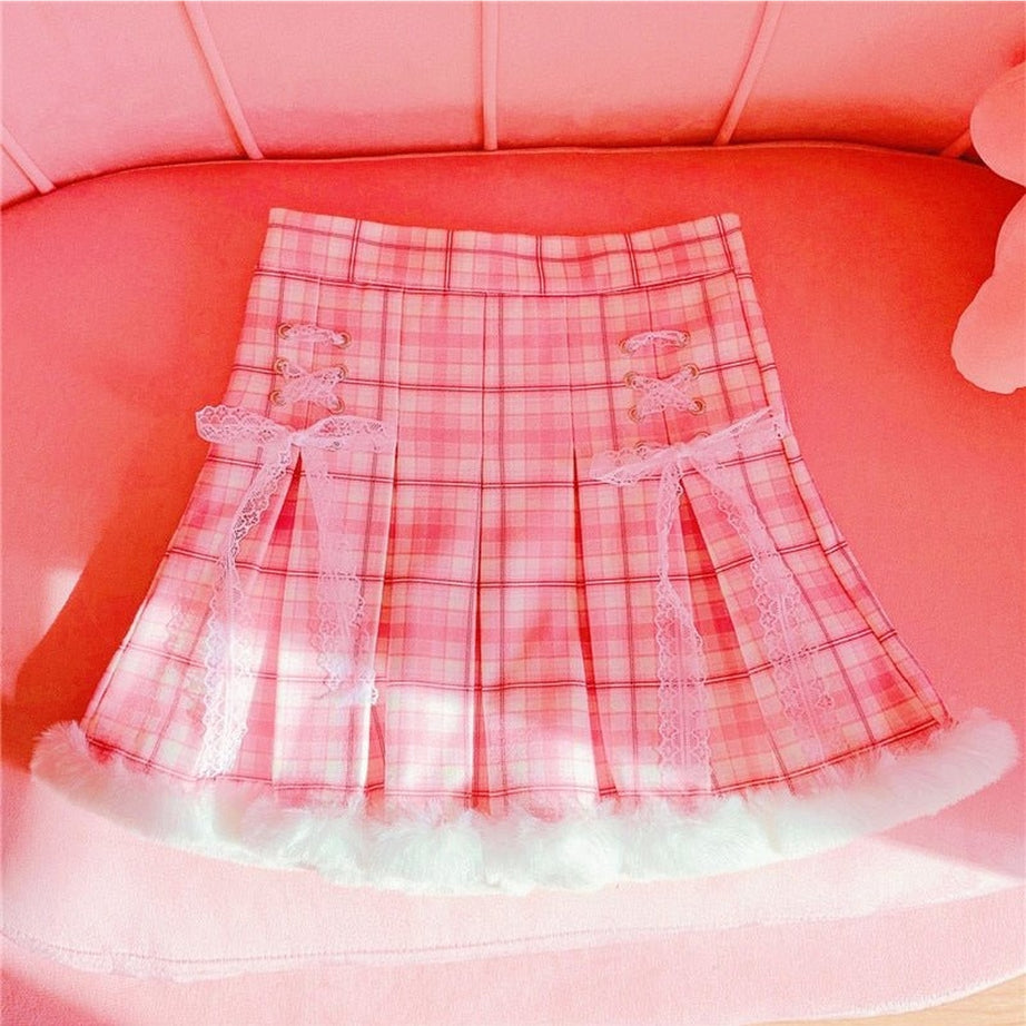 Y2k Kawaii Plaid Mini Skirt