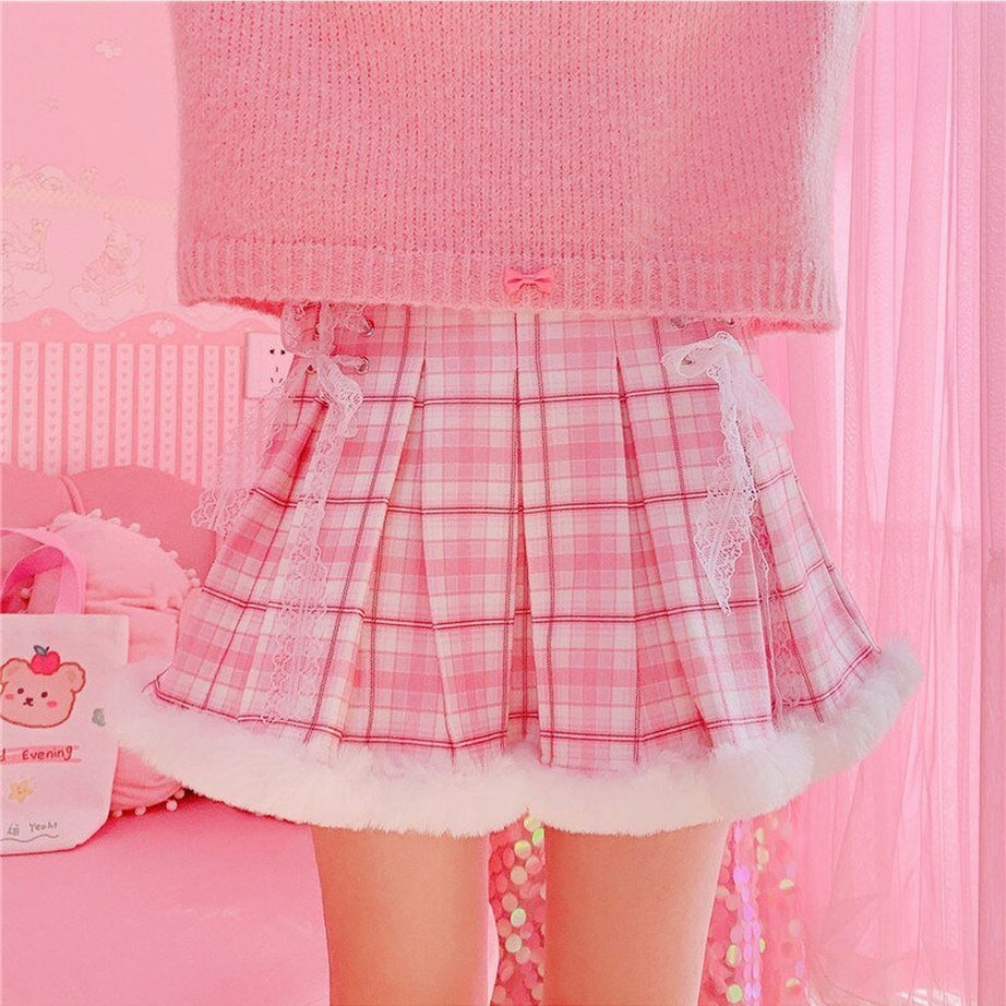 Y2k Kawaii Plaid Mini Skirt