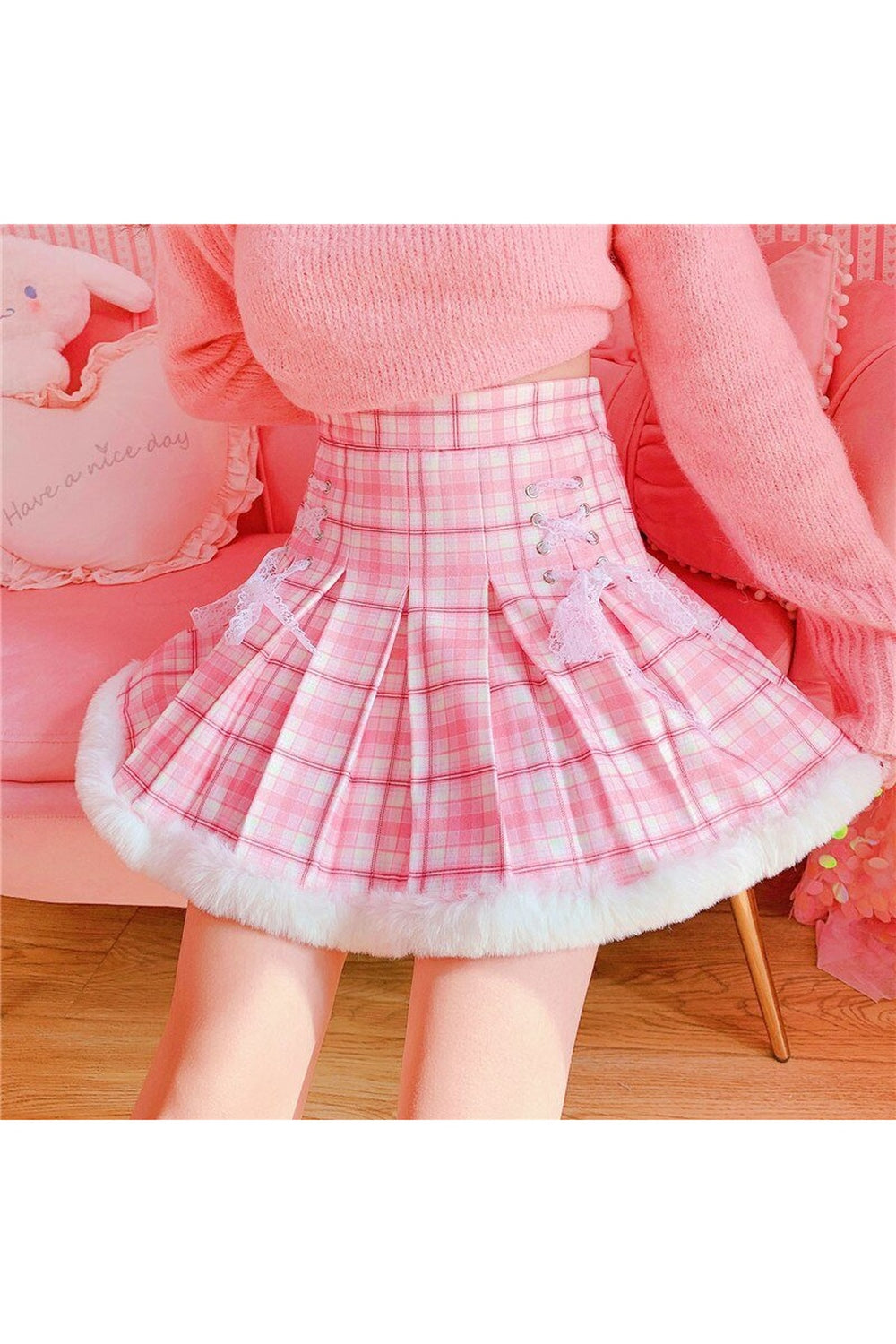 Y2k Kawaii Plaid Mini Skirt