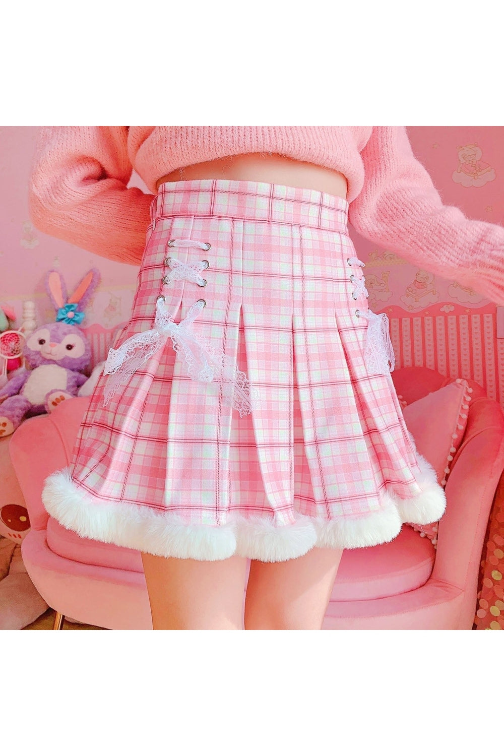 Y2k Kawaii Plaid Mini Skirt