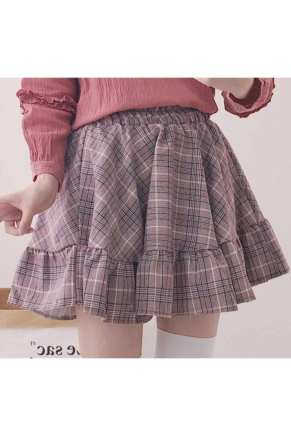 Y2k Kawaii Plaid ruffle mini skirt