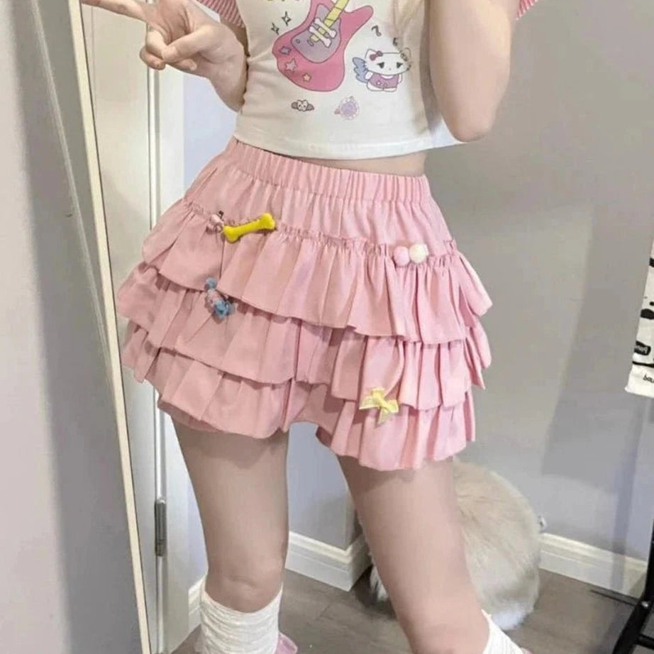 Y2k Kawaii Ruffle Mini Skirt