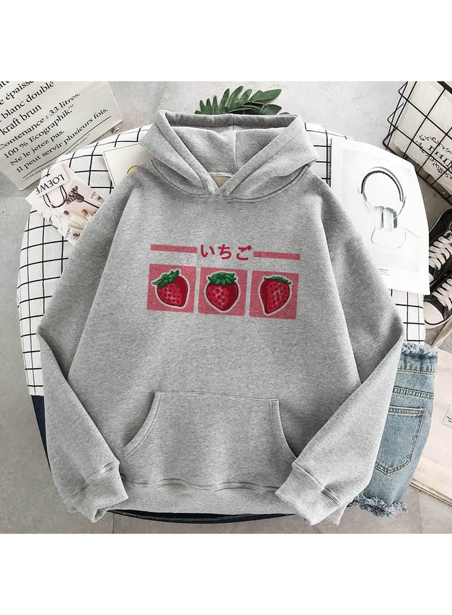 Y2k Kawaii Strawberry Milk Hoodie