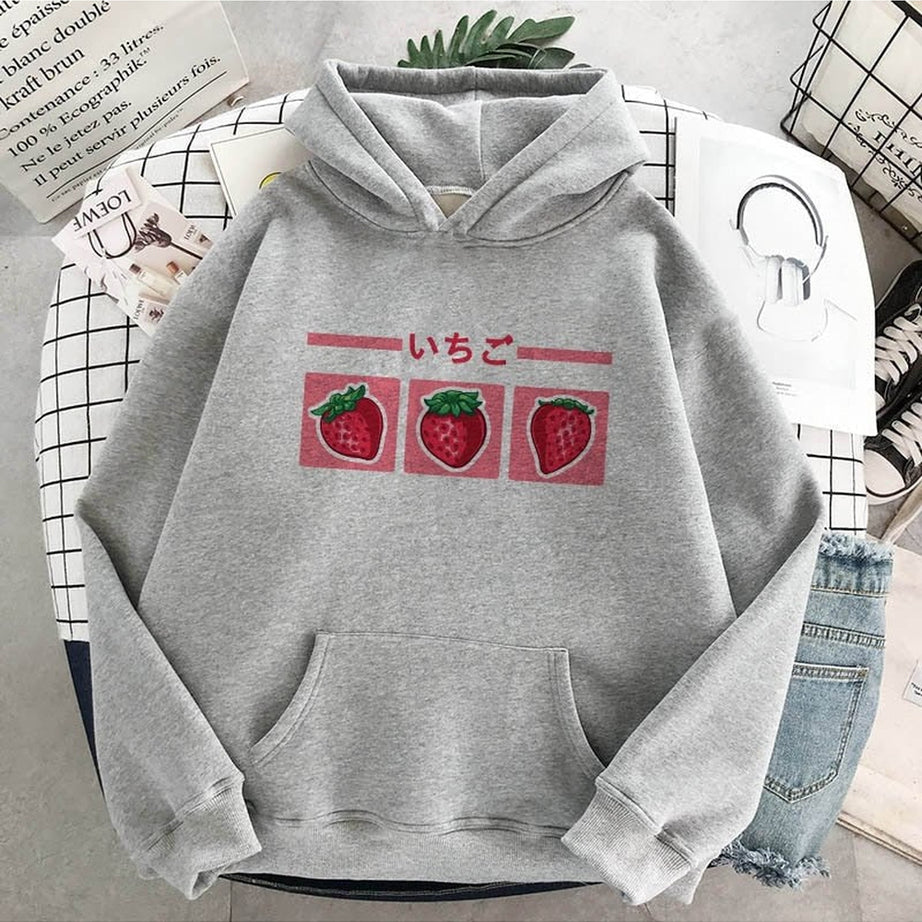 Y2k Kawaii Strawberry Milk Hoodie