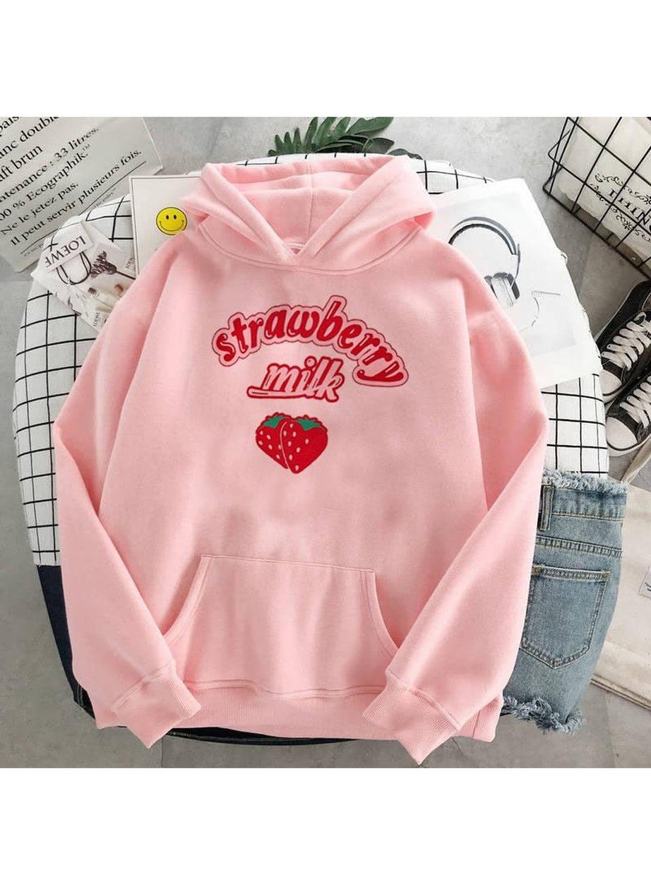 Y2k Kawaii Strawberry Milk Hoodie
