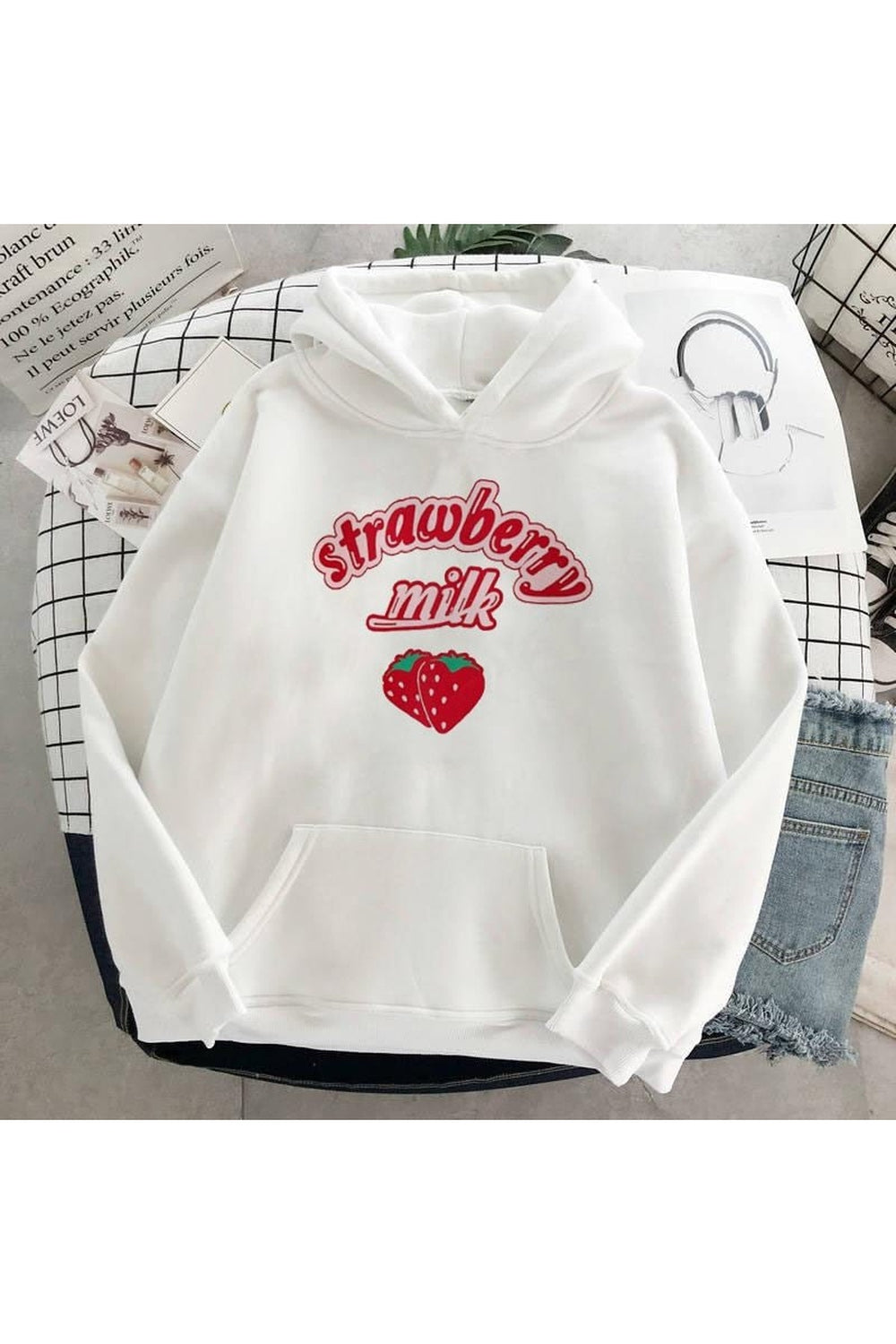 Y2k Kawaii Strawberry Milk Hoodie