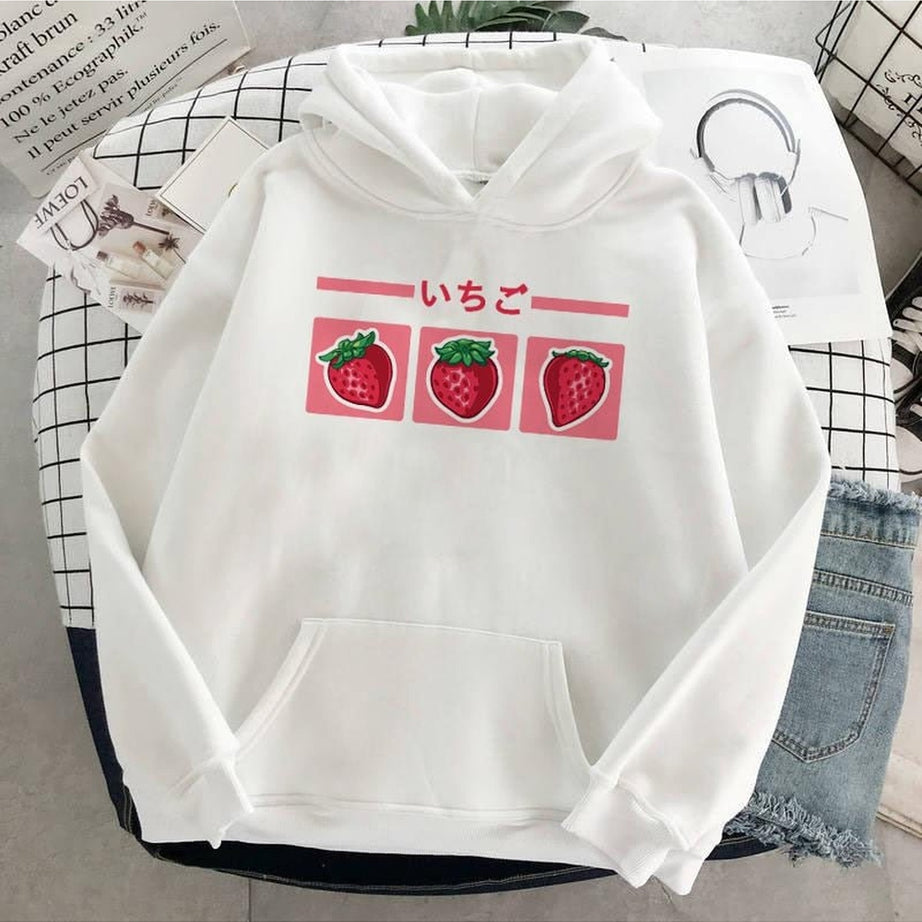 Y2k Kawaii Strawberry Milk Hoodie