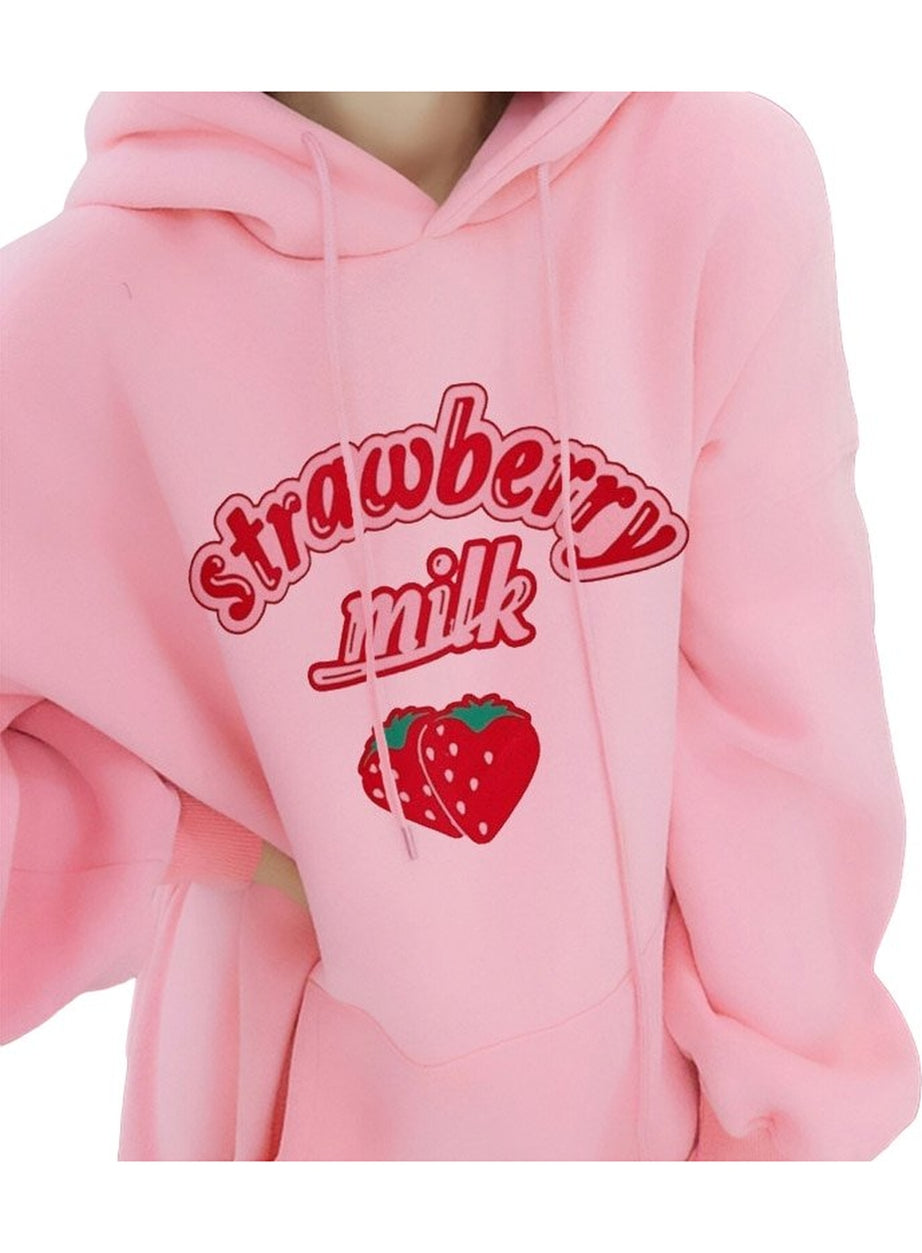 Y2k Kawaii Strawberry Milk Hoodie