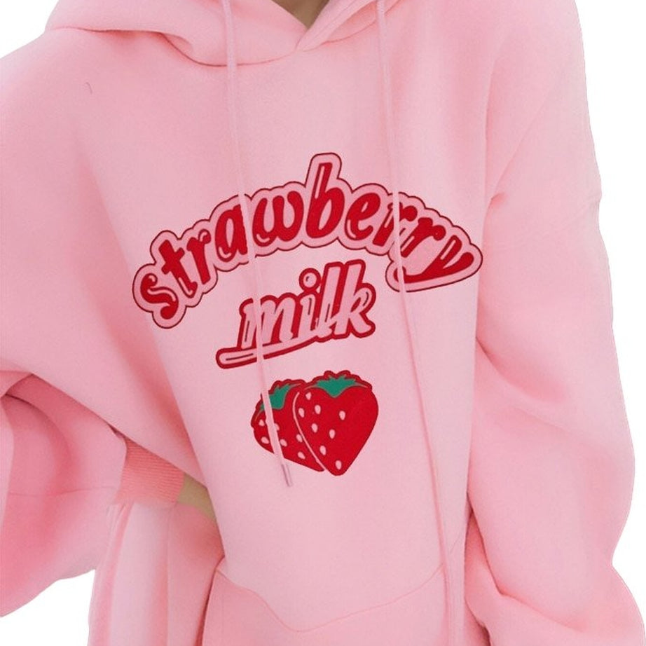 Y2k Kawaii Strawberry Milk Hoodie