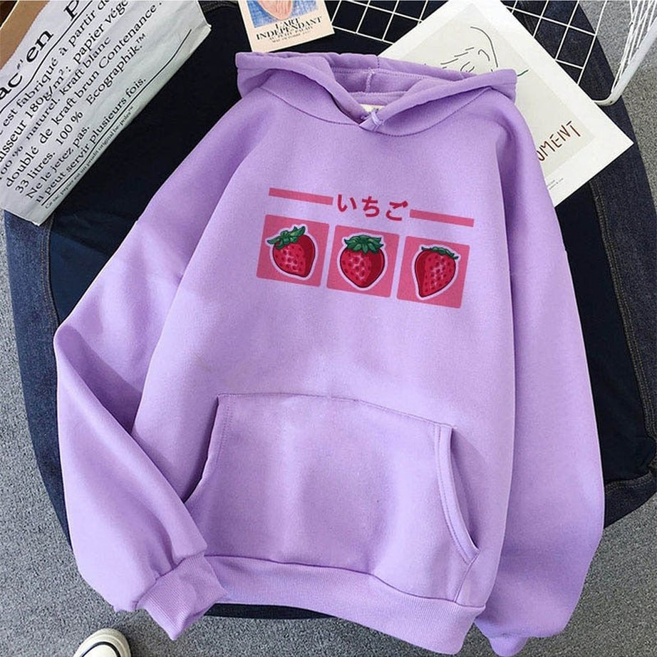 Y2k Kawaii Strawberry Milk Hoodie