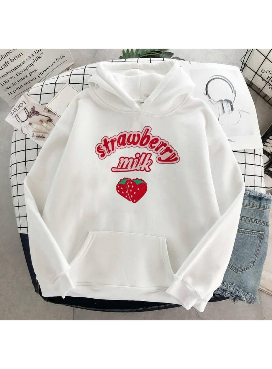 Y2k Kawaii Strawberry Milk Hoodie
