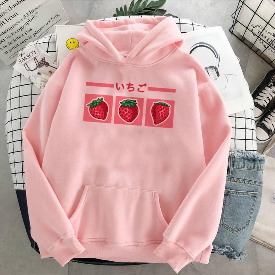 Y2k Kawaii Strawberry Milk Hoodie