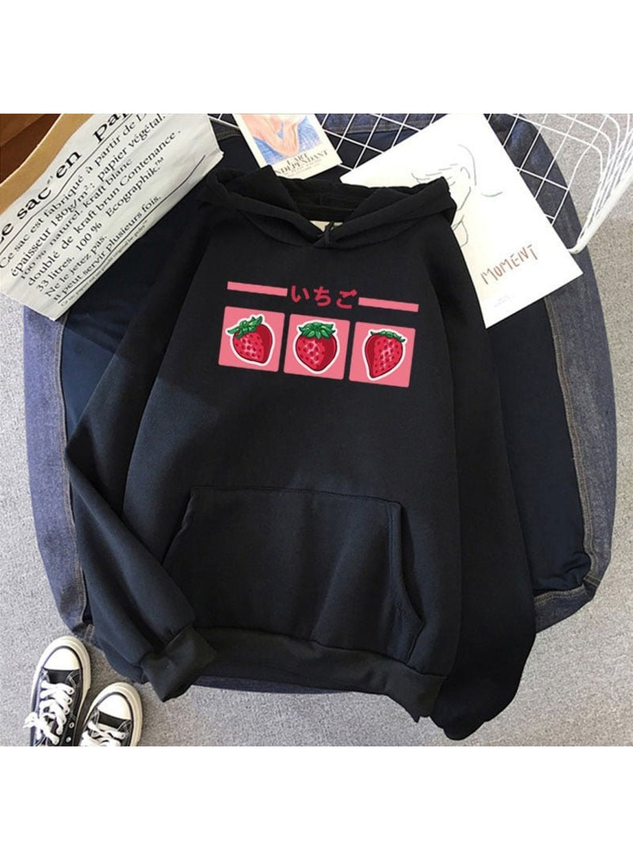 Y2k Kawaii Strawberry Milk Hoodie