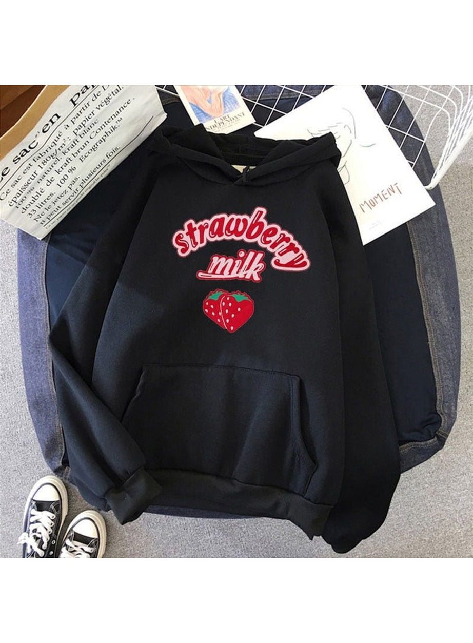 Y2k Kawaii Strawberry Milk Hoodie