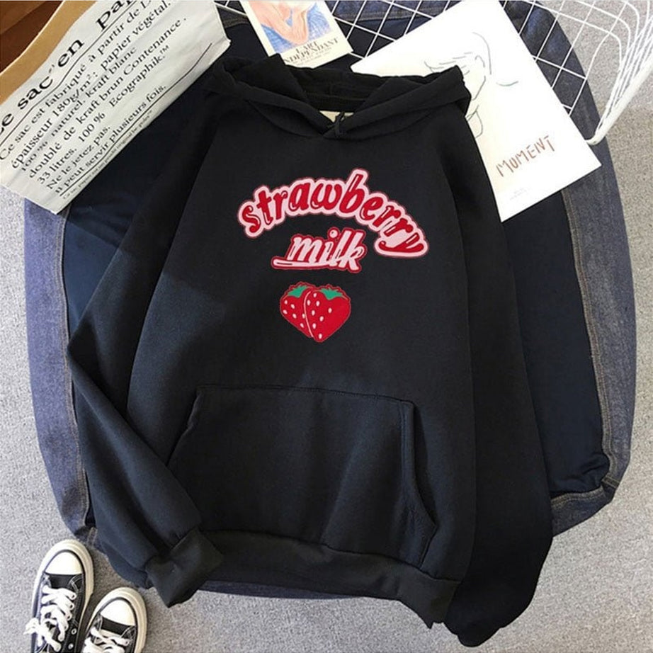 Y2k Kawaii Strawberry Milk Hoodie