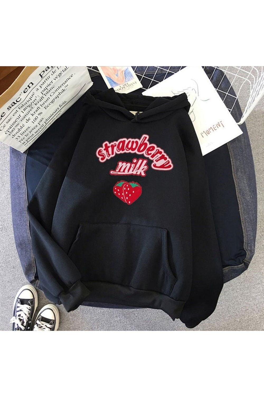 Y2k Kawaii Strawberry Milk Hoodie