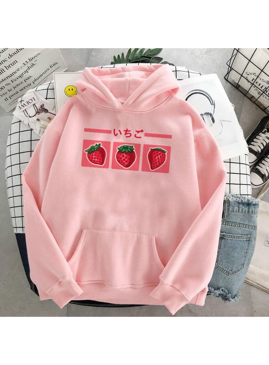 Y2k Kawaii Strawberry Milk Hoodie
