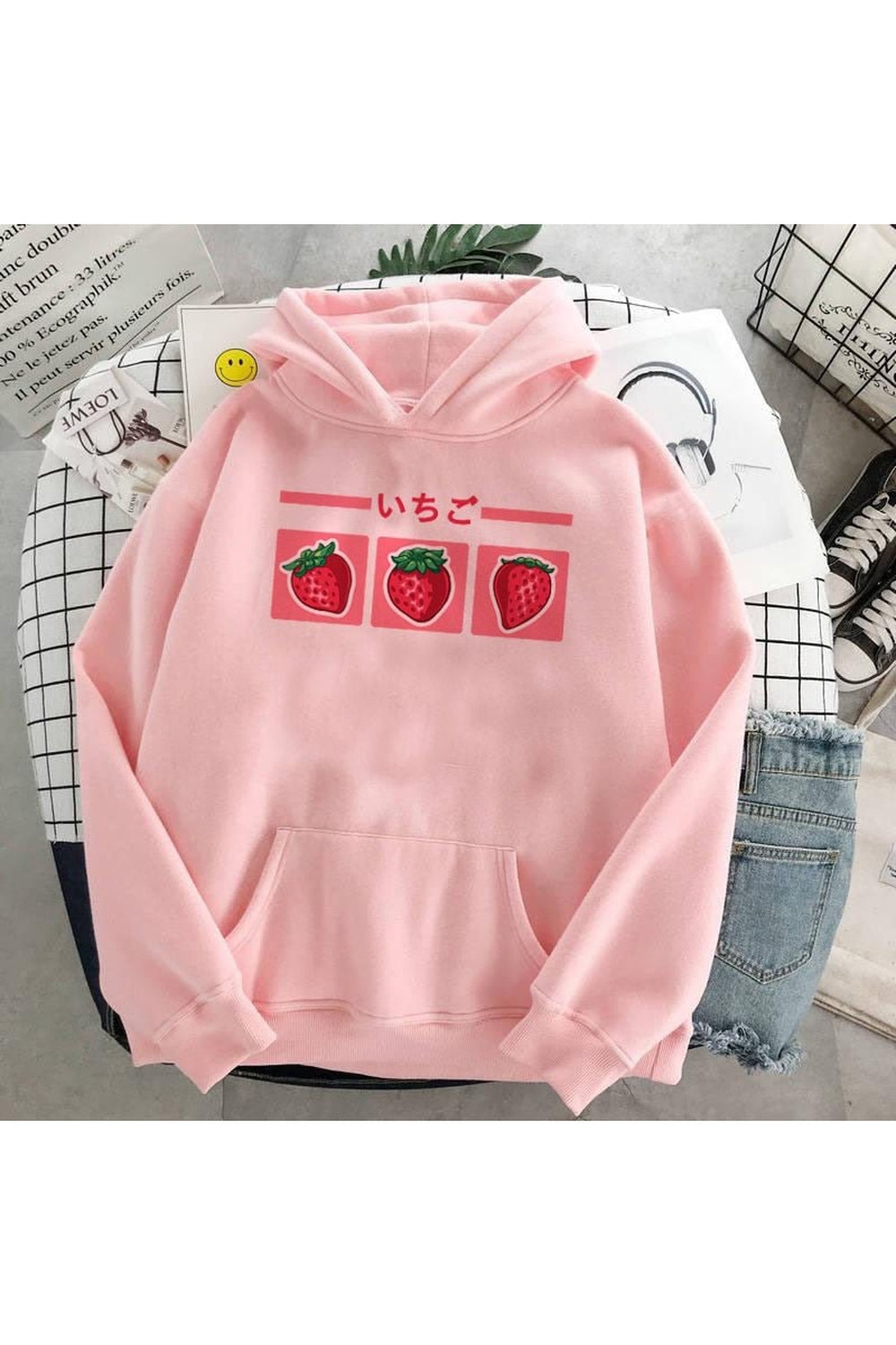 Y2k Kawaii Strawberry Milk Hoodie
