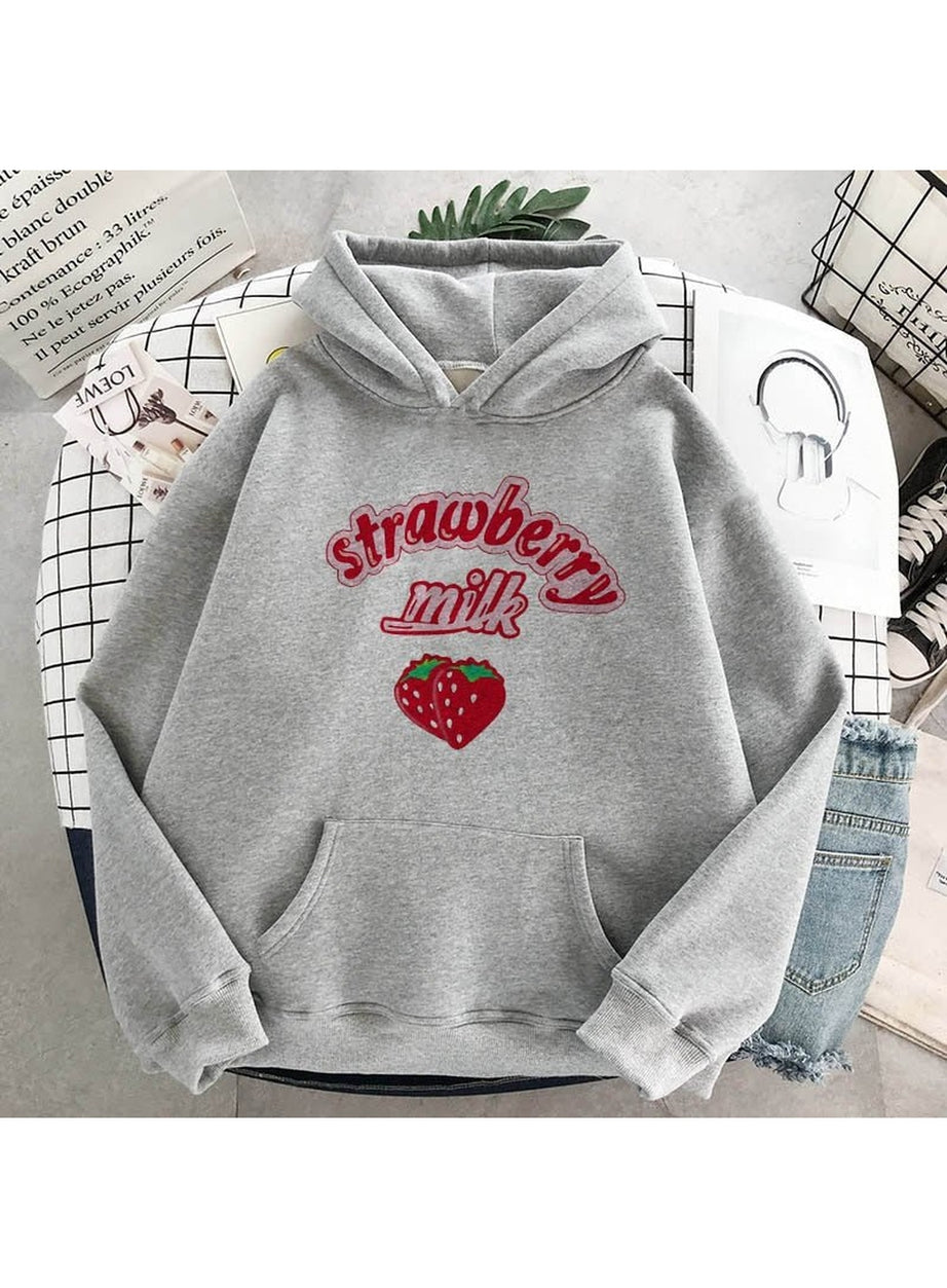 Y2k Kawaii Strawberry Milk Hoodie
