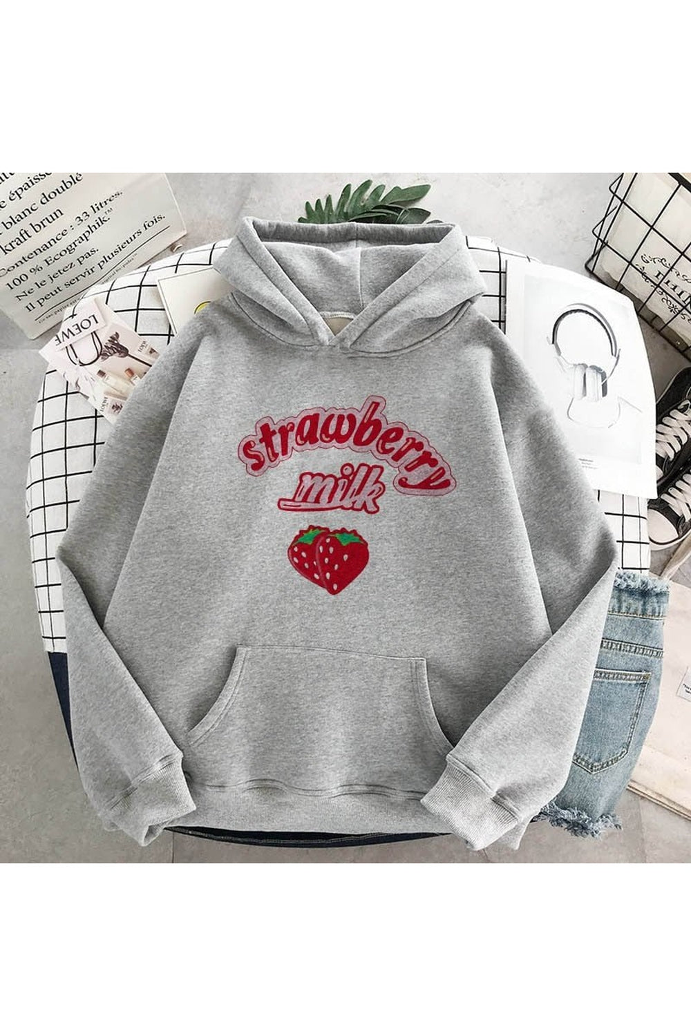 Y2k Kawaii Strawberry Milk Hoodie