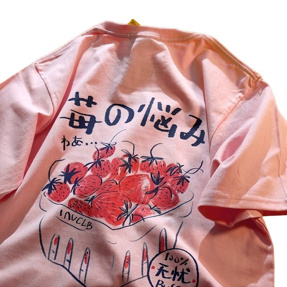 Y2k Kawaii Strawberry Print T-shirt