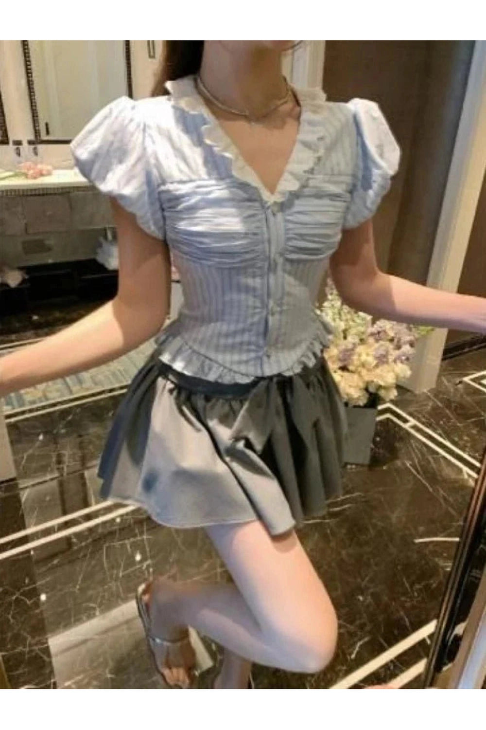 Y2k Kawaii Stripe Suit Set