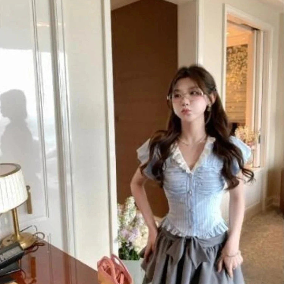 Y2k Kawaii Stripe Suit Set