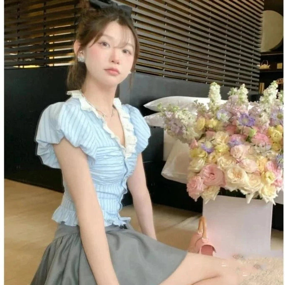 Y2k Kawaii Stripe Suit Set