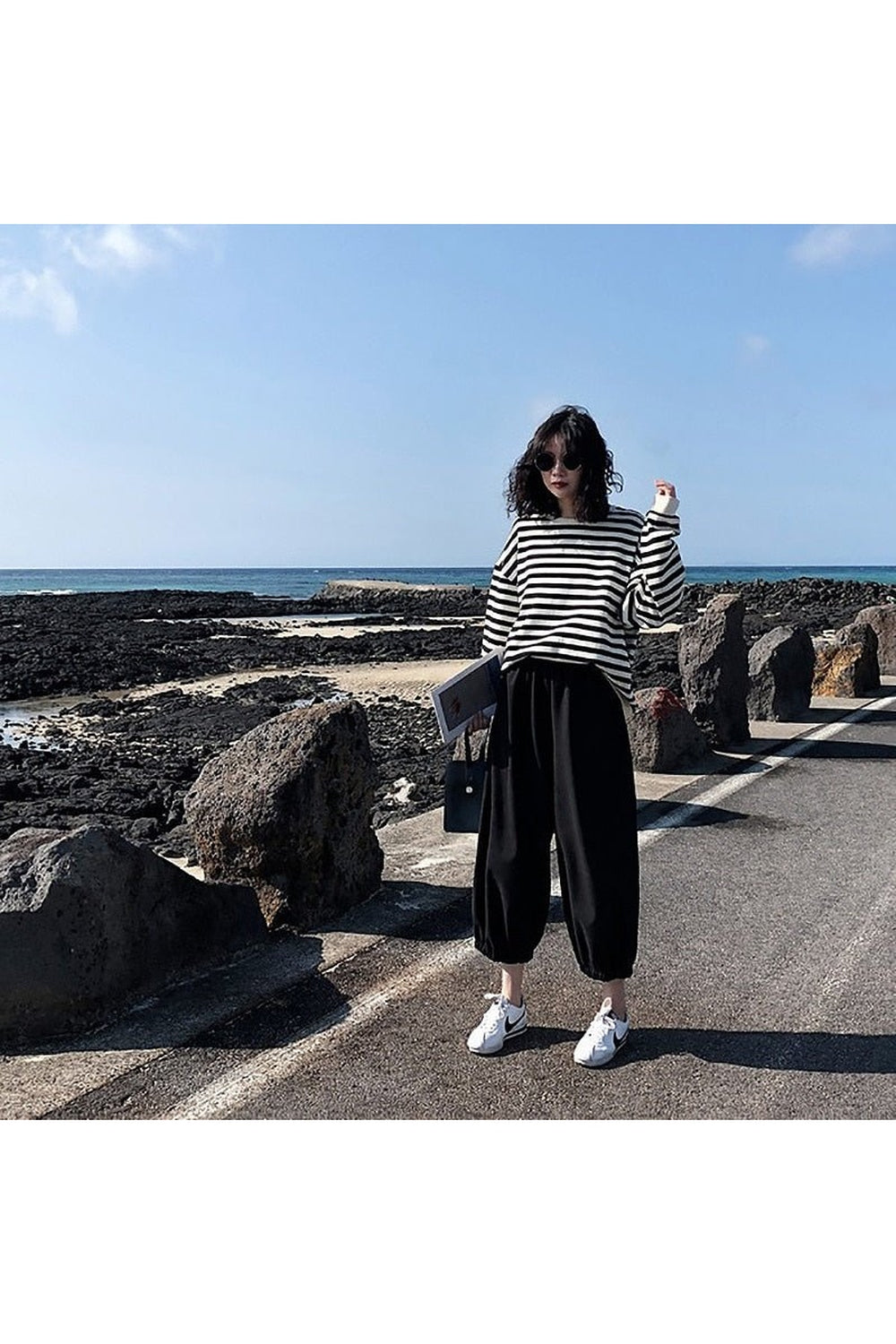 Y2k Kawaii Striped Cotton Sweatshirt