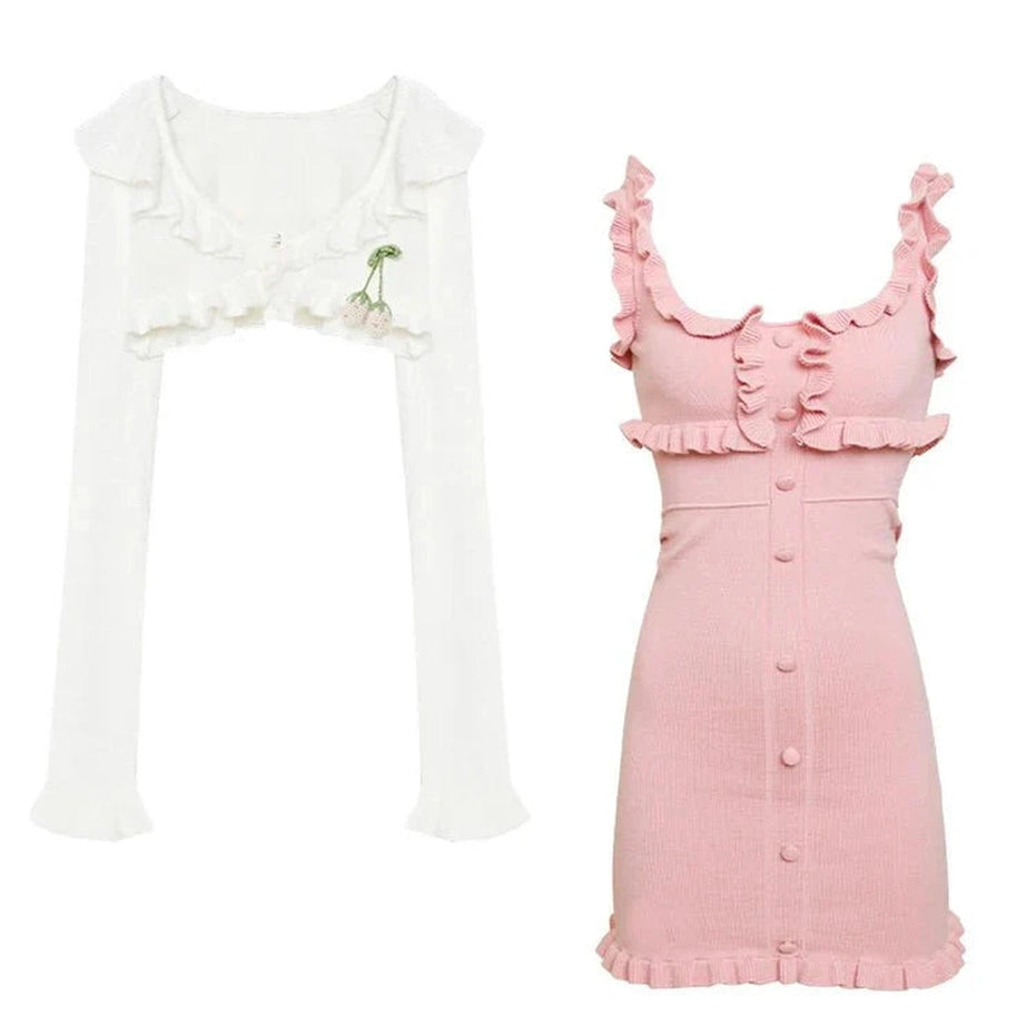 Y2k Kawaii Two-Piece Knit Dress Set